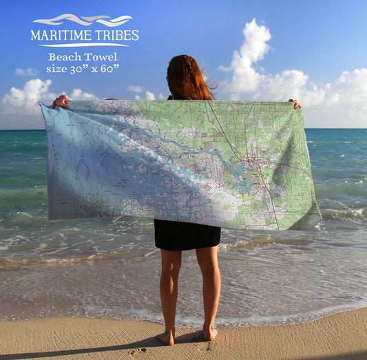 Crystal River, Florida Topo Map Quick Dry Towel