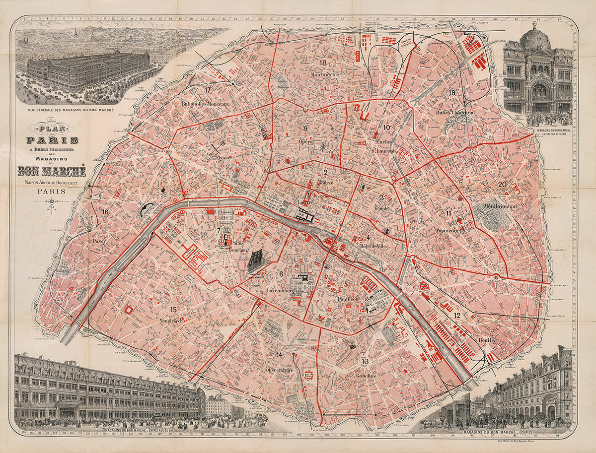 Paris Vintage Map scroll Scroll