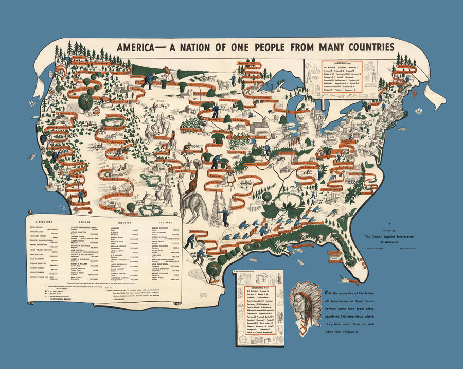 USA Immigration Map Scroll