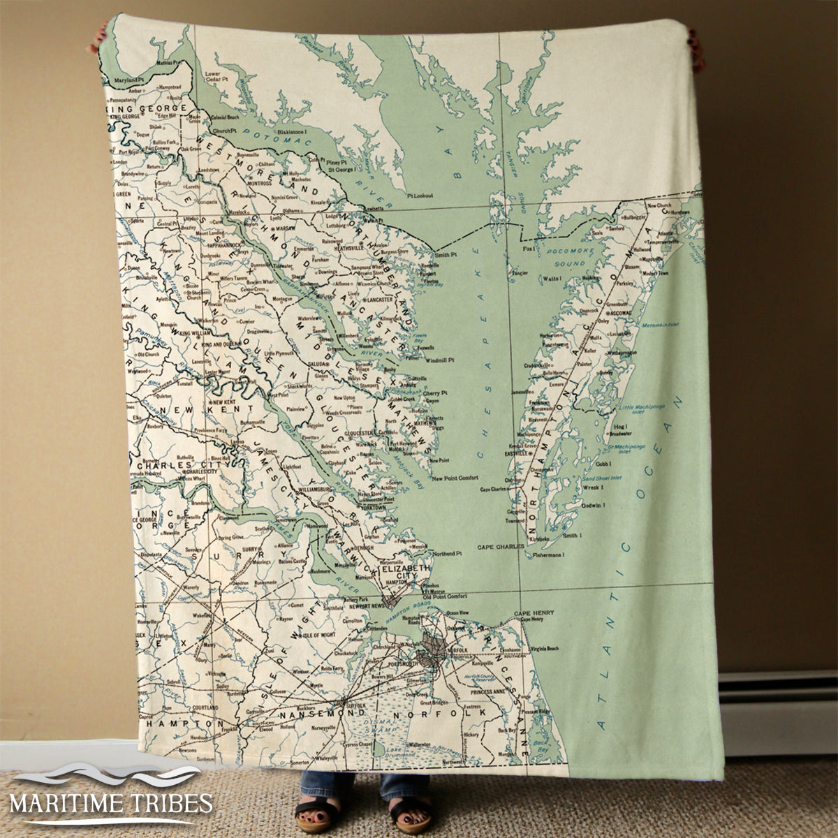 Chesapeake Bay Nautical Chart Blanket