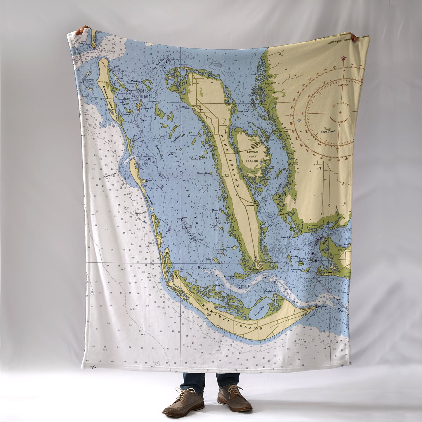 Sanibel Island, Florida Nautical Chart Blanket