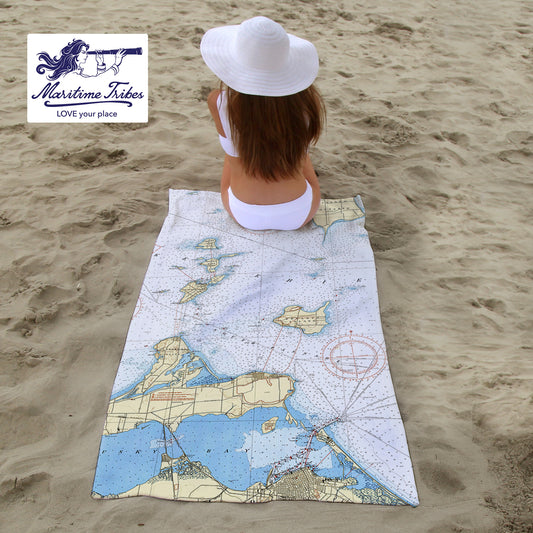 Island of Lake Erie Chart towel Quick Dry Towel