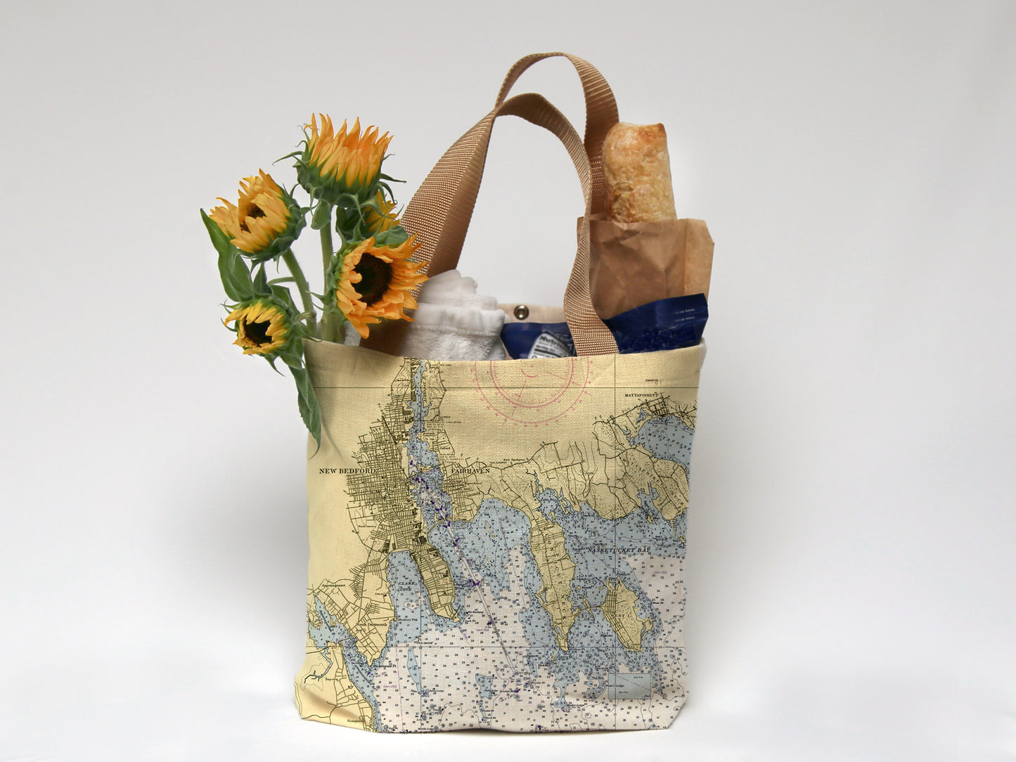 New Bedford to Fairhaven MA Nautical Chart Tote
