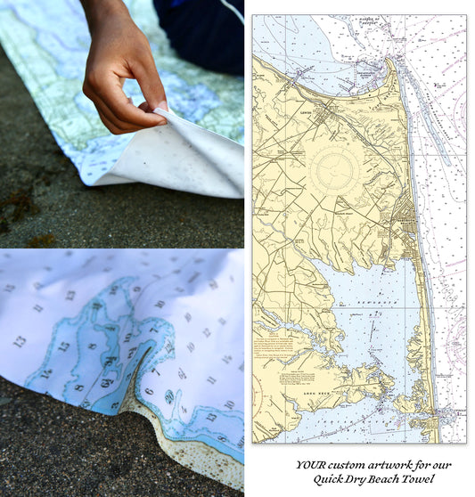 Rehoboth Beach, DE Vintage Nautical Chart Quick Dry Towel