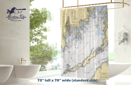 Buzzards Bay Vintage Nautical Chart Shower Curtain