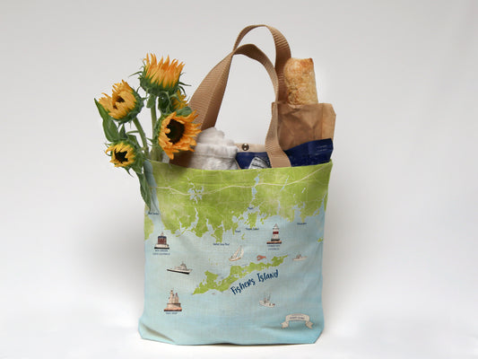 Fishers Island Illustrated Map Tote