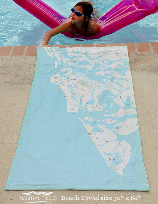 Marco Island, FL - Modern Wave Map Quick Dry Towel