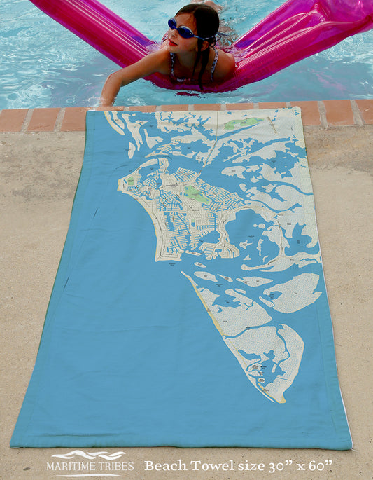 Marco Island, FL - Charted Territory Map Quick Dry Towel