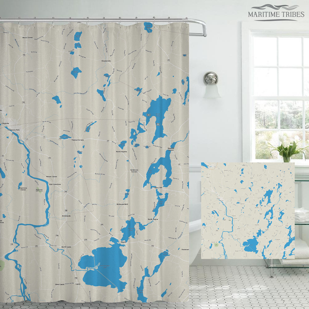 Fayette & Mosher Pond ME Hometown Shower Curtain