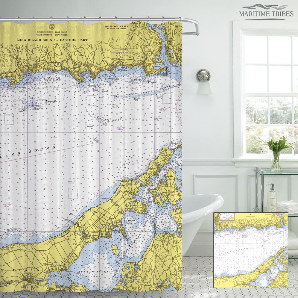 Guilford, from Branford to CT River Nautical Chart Shower Curtain