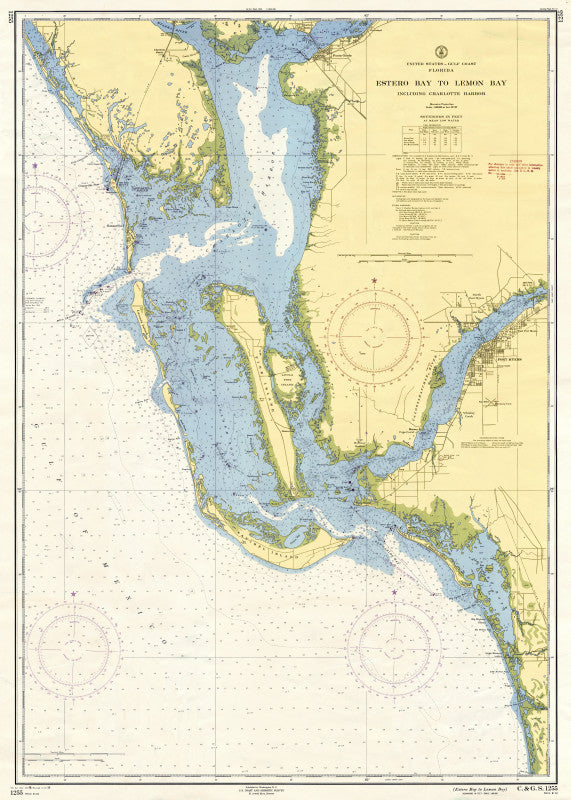 Sanibel, Cape Harbour, Cape Coral, Estero Florida Chart Scroll