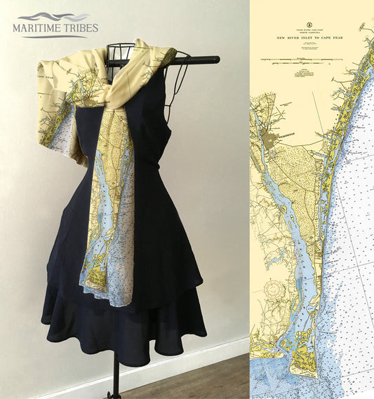 Bald Head Island to New River Inlet (Wilmington) NC, Nautical Chart Scarf
