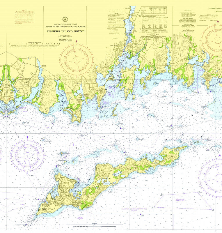 Fishers Island Sound, NY Nautical Chart Shower Curtain