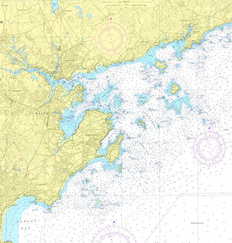 Marblehead, MA Harbors Nautical Chart Shower Curtain