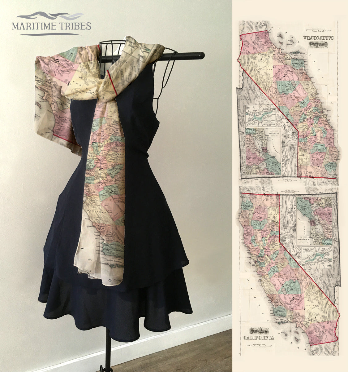 California Vintage State Map (CA) Scarf