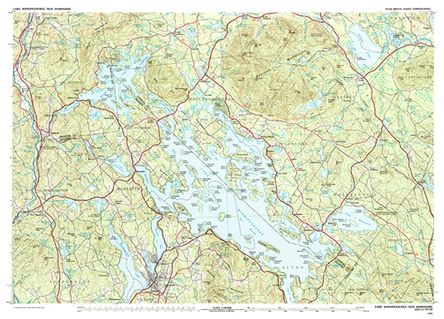 Lake Winnipesaukee Topo Map Scroll