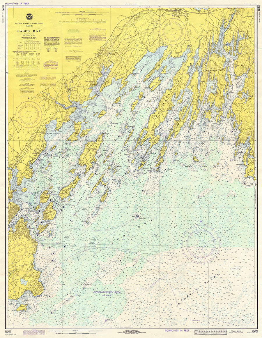 Casco Bay to Harpswell Nautical Chart Scroll