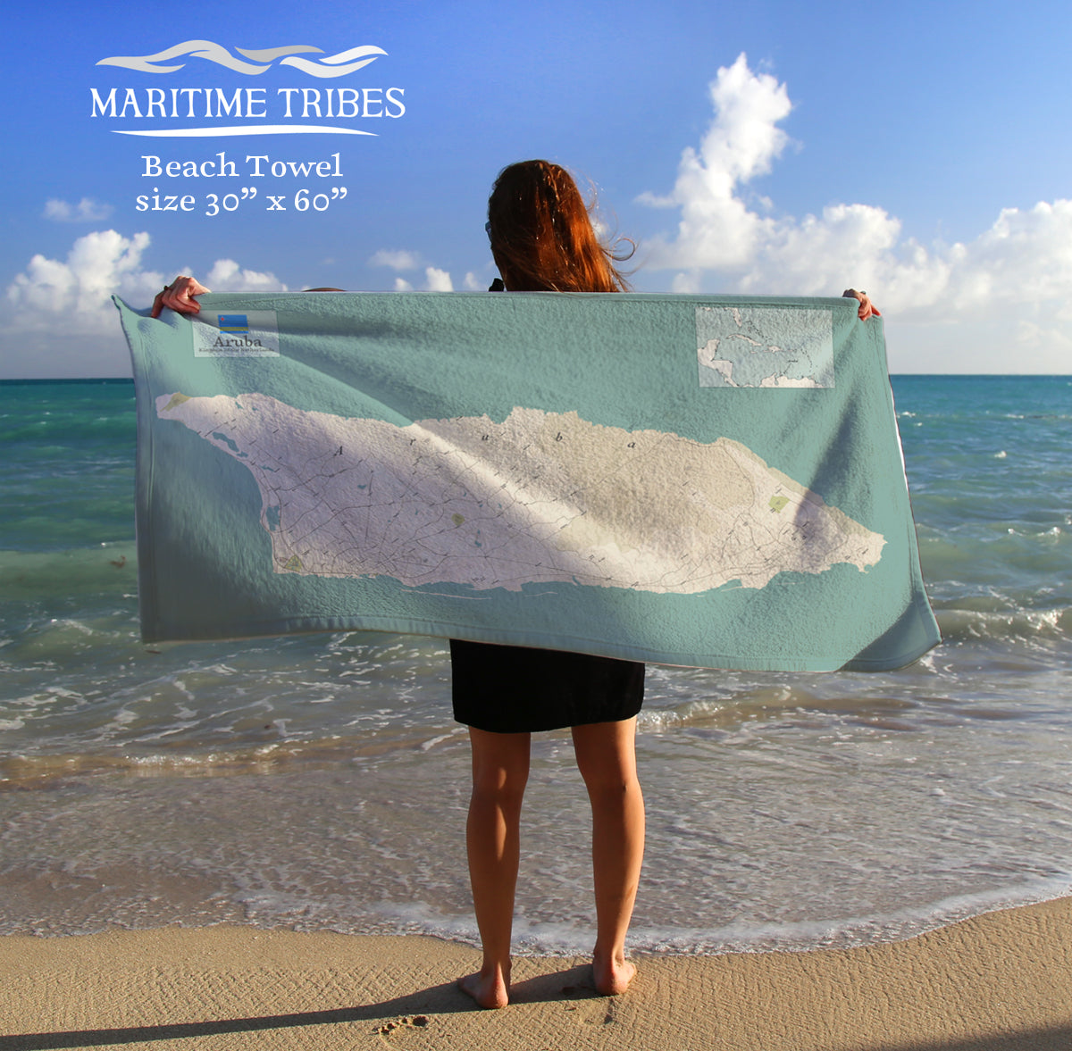 Aruba Sea Glass Map Quick Dry Towel
