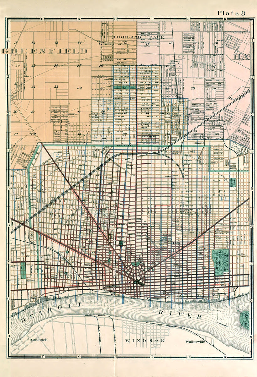 Detroit Vintage Map Scroll