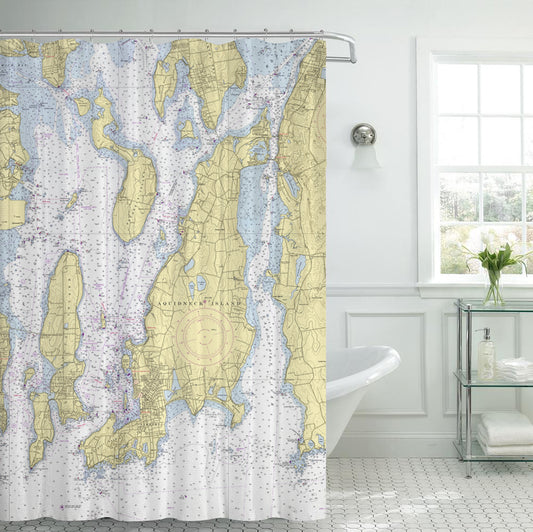 Narragansett Bay - Newport Chart Shower Curtain