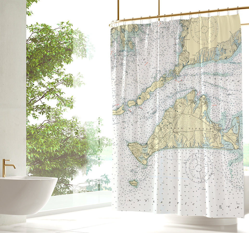 Martha's Vineyard Vintage Nautical Chart Shower Curtain