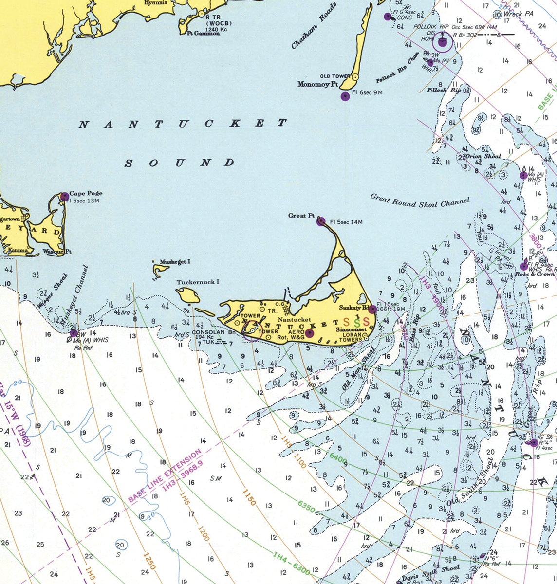 Nantucket, MA vintage nautical chart Shower Curtain