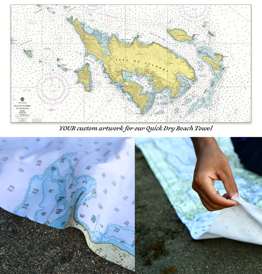Isla De Culebra, PR Nautical Chart Quick Dry Towel