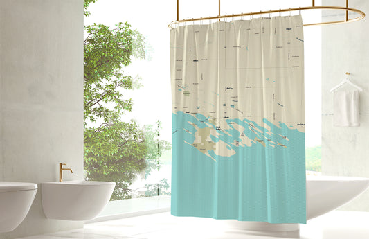 Les Cheneaux Islands Modern Wave Shower Curtain
