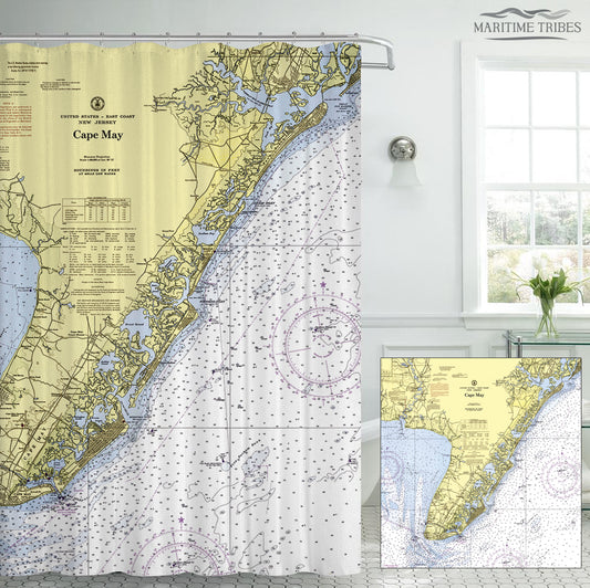 Ocean City to Cape May, NJ Chart Shower Curtain