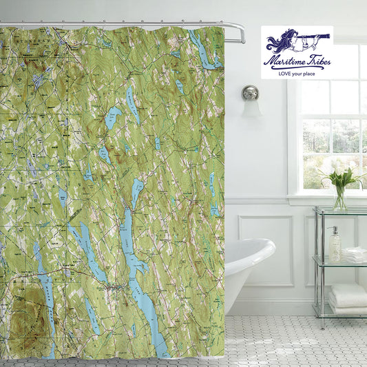 Bridgton, ME Vintage Topo Map Shower Curtain