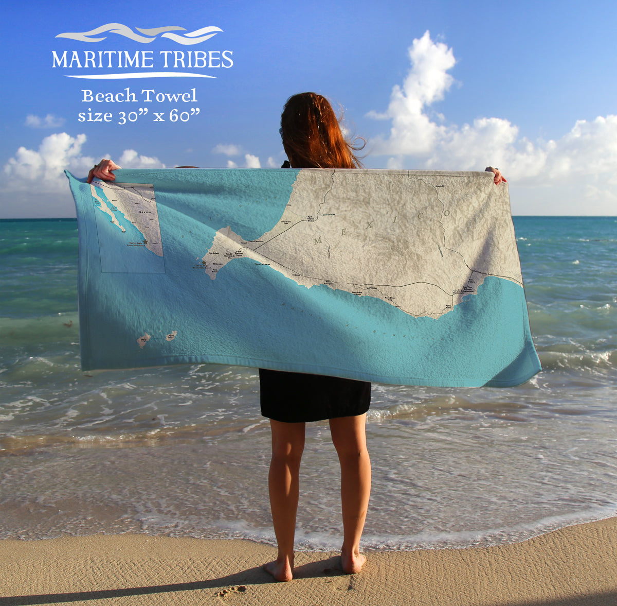 St. Regis Resort, Punta Mita Mexico Sea Glass Map Quick Dry Towel