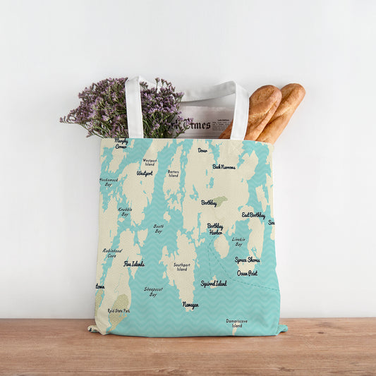 Boothbay Harbor, ME Modern Wave Tote