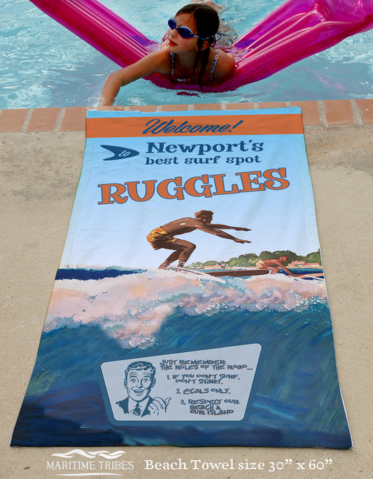 Welcome to Newport's Best Surf Spot - RUGGLES. Quick Dry Towel