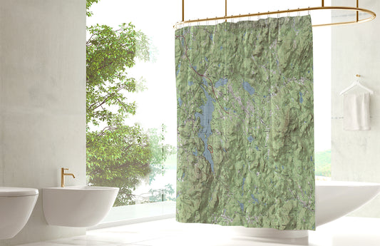 New London Topo Map Shower Curtain