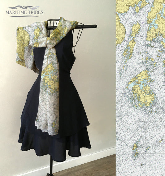 North Haven, ME Nautical Chart Scarf