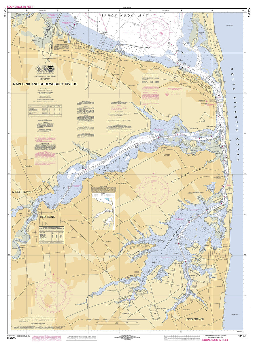 Navesink and Shrewsbury Rivers NJ Nautical Chart Scroll