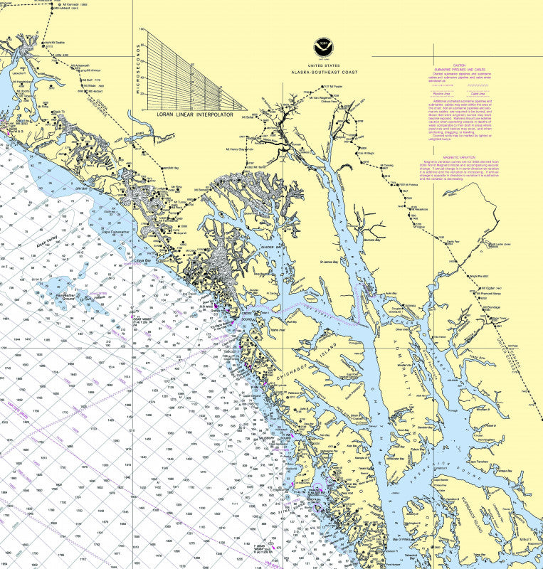 Glacier Bay , AK Nautical Chart Shower Curtain