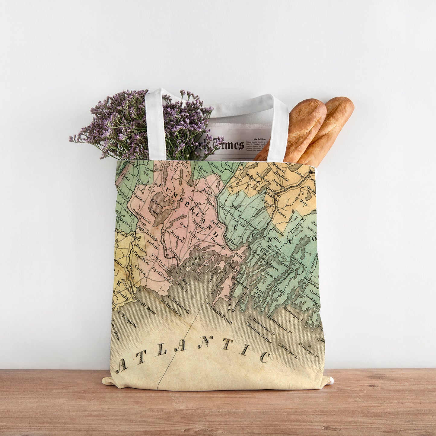 Boothbay Harbor Antique Map Tote