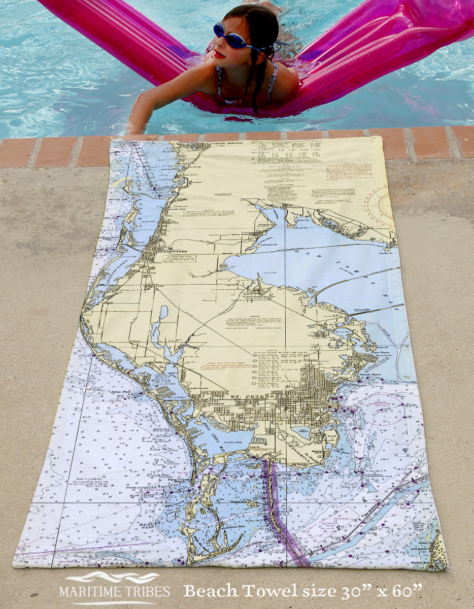 St. Petersburg FL Nautical Chart Quick Dry Towel