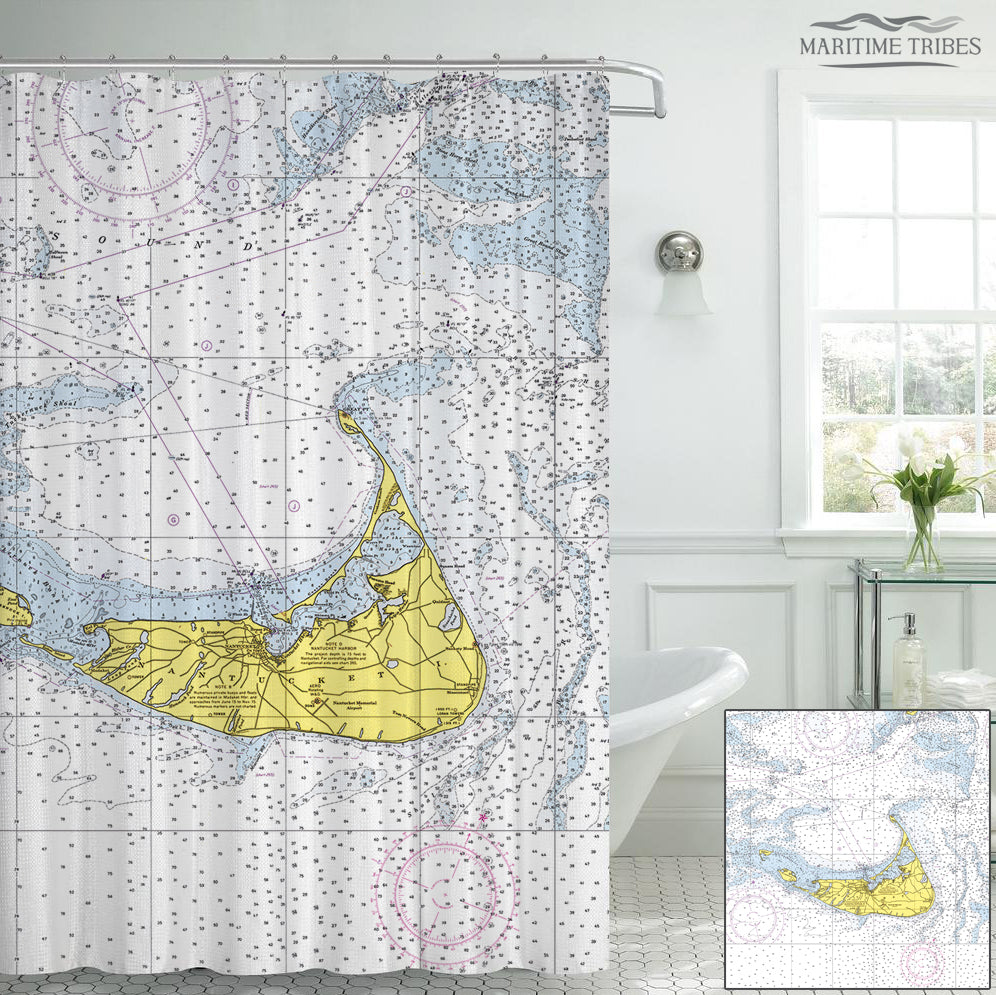 Nantucket Chart Shower Curtain Shower Curtain