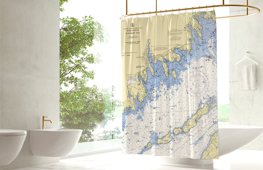 Mattapoisett, MA - Buzzards Bay Nautical Chart Shower Curtain