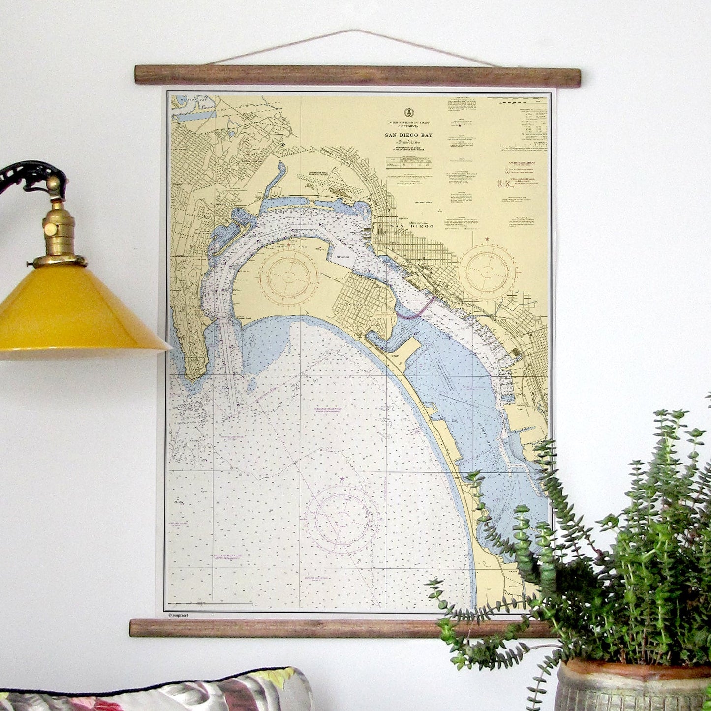San Diego CA Vintage Nautical Chart Scroll