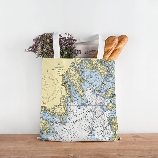 Marion, Sippican Harbor Nautical Chart, muted Tote