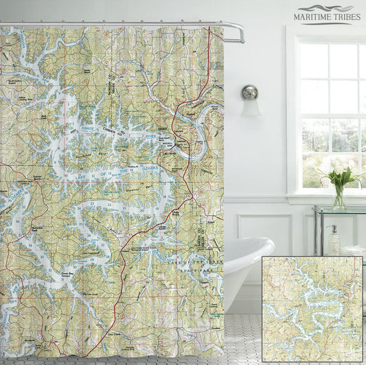 Lake of the Ozarks MO Vintage Topo Map Shower Curtain