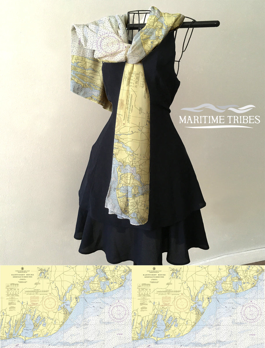 Osterville, MA Vintage Nautical Chart Scarf