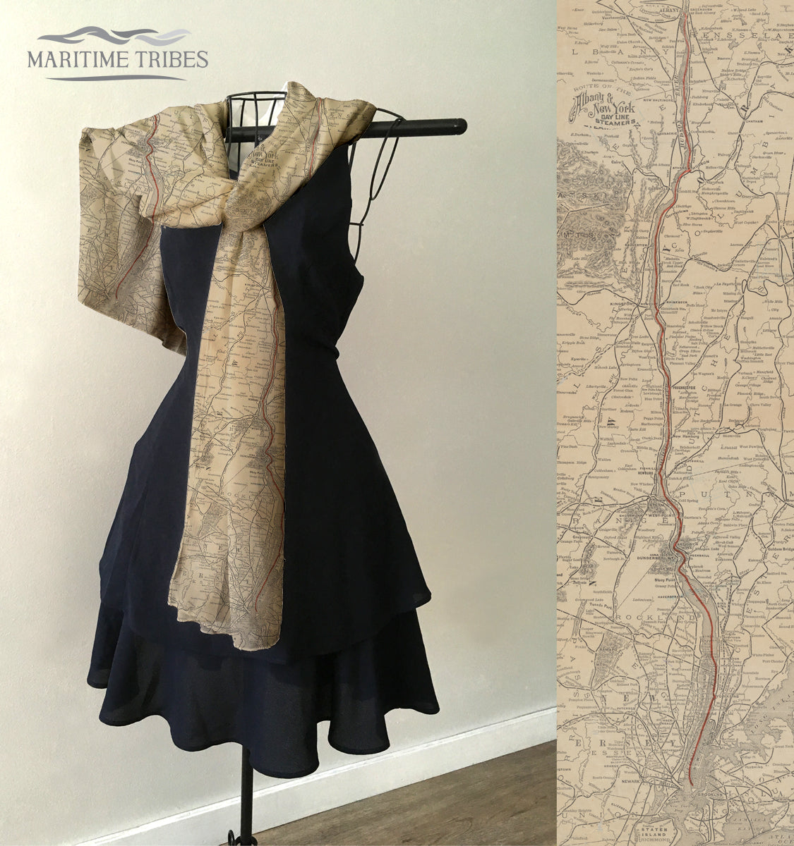 Albany to Kings antique map Scarf