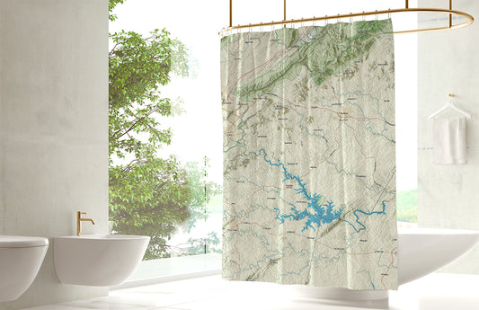Smith Mountain Lake, VA Charted Territory Map Shower Curtain