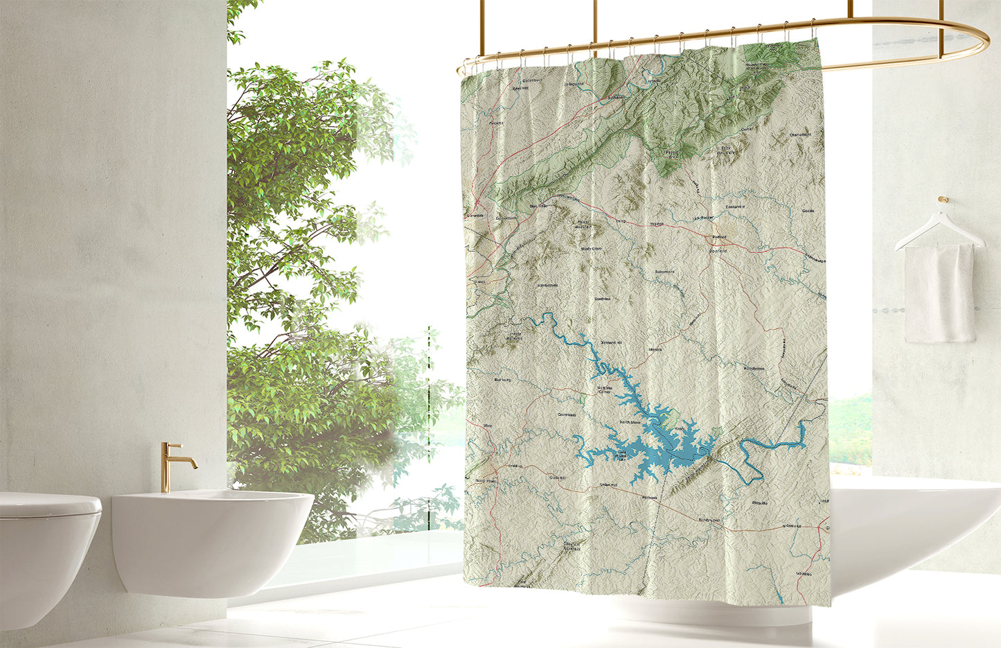 Smith Mountain Lake, VA Charted Territory Map Shower Curtain