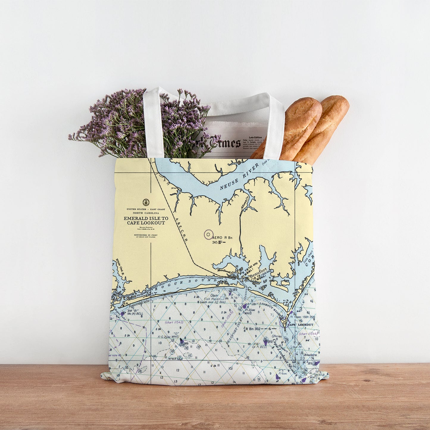 Emerald Isle to Cape Lookout Chart Tote