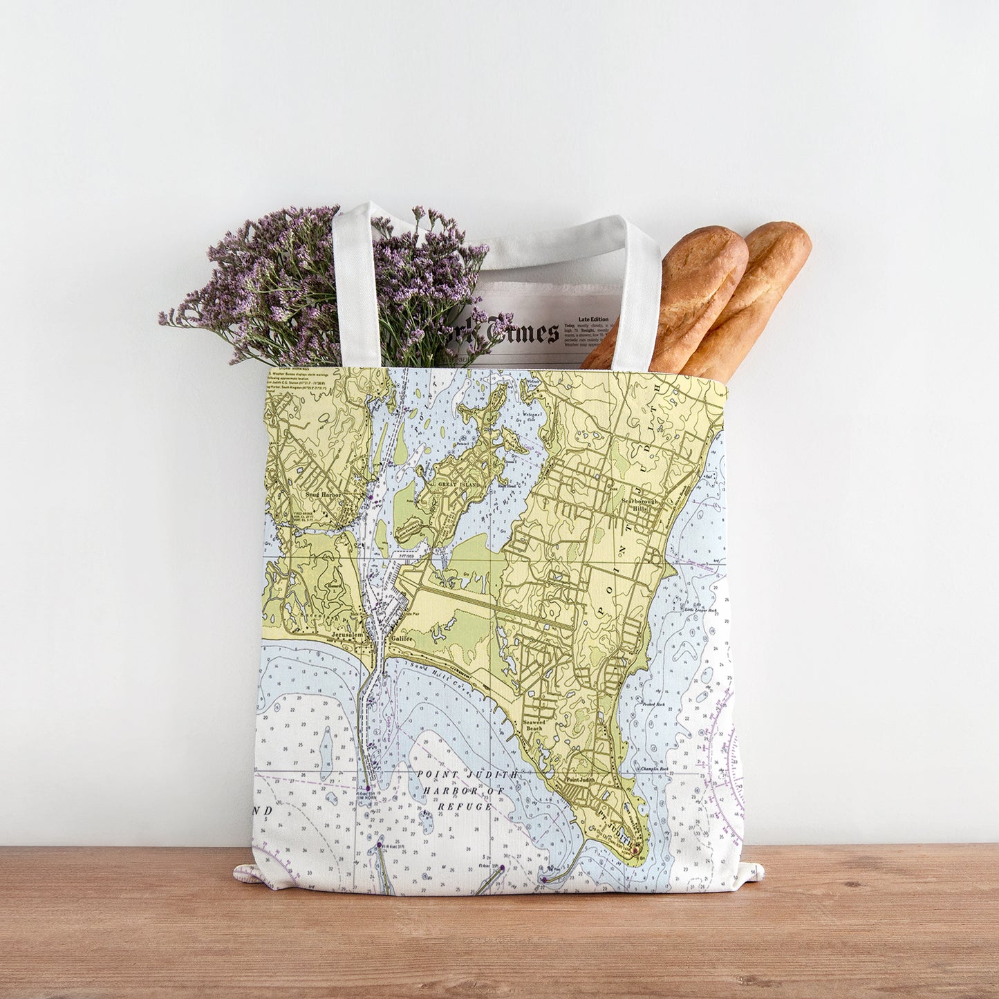 Point Judith Nautical Chart Tote